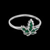 Sterling Silver Malachite Palmate Leaf Ring