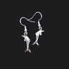 Sterling Silver Dangle Single Dolphin Diamond-Cut Earrings