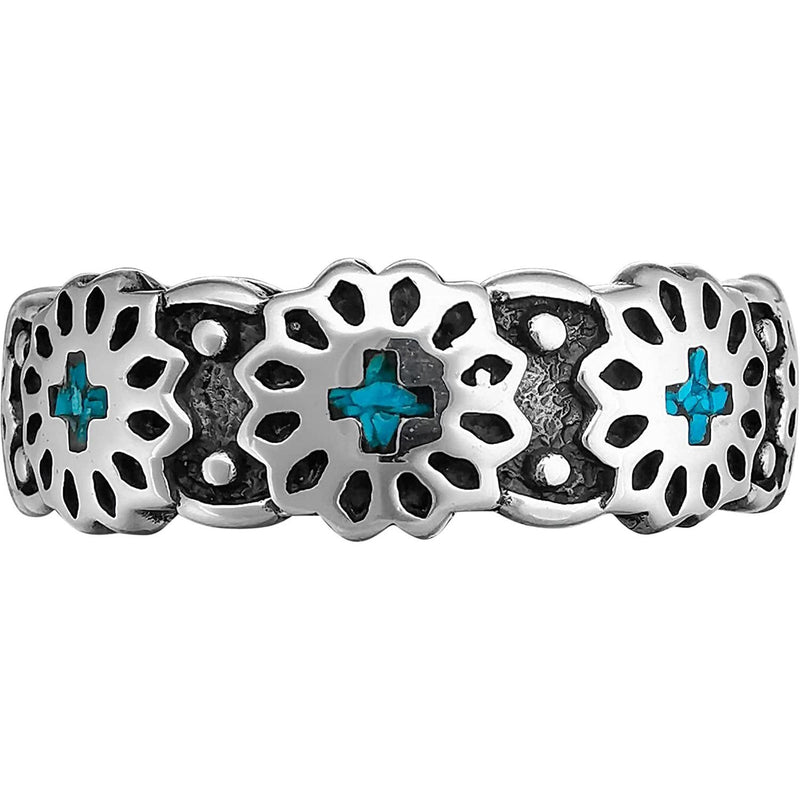 Size 10-925 Sterling Silver Turquoise Concho Belt Ring, Southwestern Native Design, Handmade Geometric Gemstone Band, Handcrafted Birthstone Jewelry
