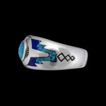 Southwest Ring • Native American Boho Style • Turquoise and Lapis Lazuli • 925 Sterling Silver