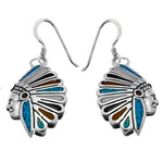 Sterling Silver Southwestern Headdress Dangle Earrings