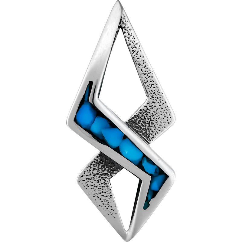 Sterling silver and chip Turquoise inlaid Geometric Figure-Eight Pendant