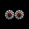 Flower Earrings • Sterling Silver Studs • Fire Opal • Navajo Handcrafted
