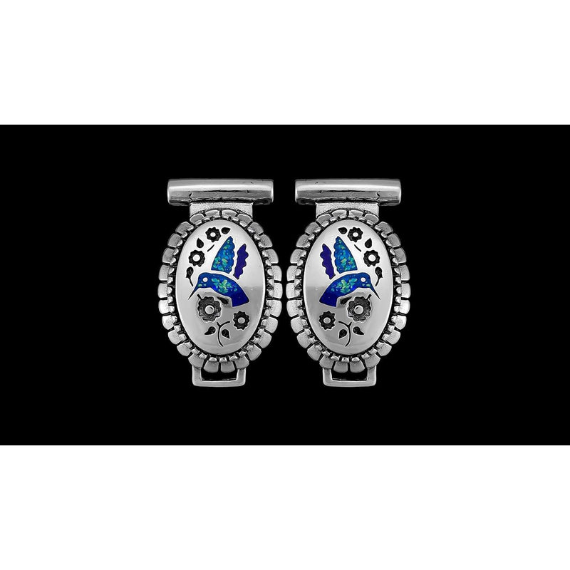 Blue Opal and Lapis Lazuli Sterling Silver Hummingbird Watch Tips