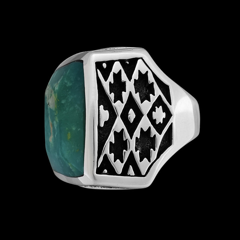 Navajo Blanket Ring • 925 Sterling Silver • Sonora Gold Turquoise • Size 7