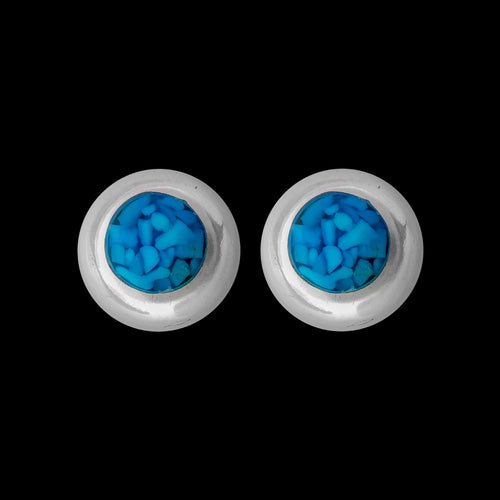 925 Sterling Silver Circle Earrings, Turquoise Studs, Bridal Posts, Wedding