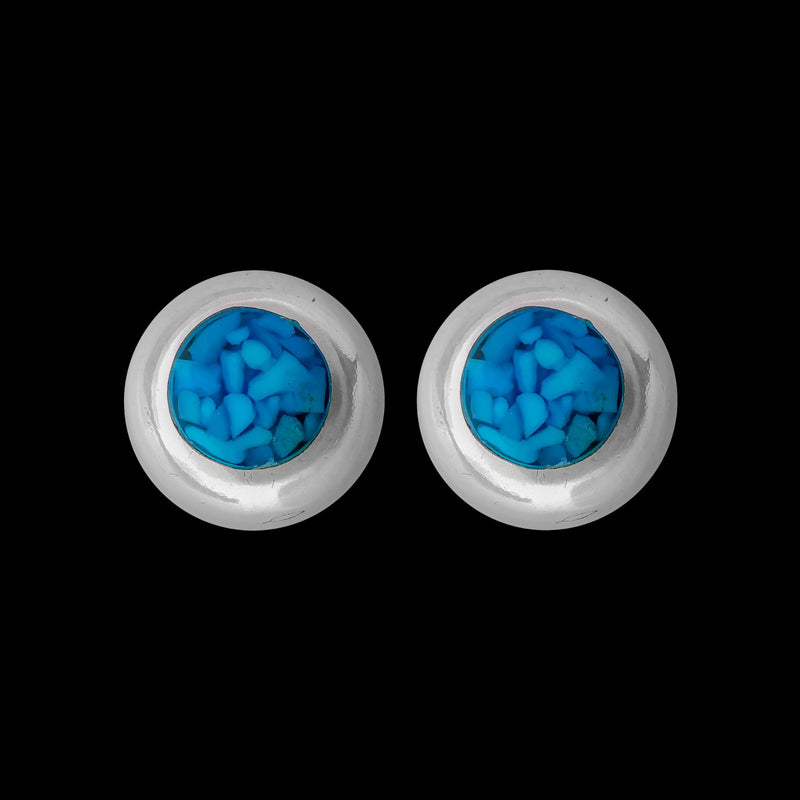925 Sterling Silver Circle Earrings, Turquoise Studs, Bridal Posts, Wedding