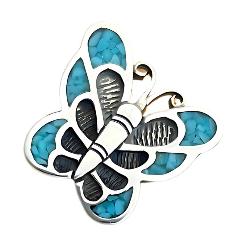 Sterling Silver and Blue Turquoise Butterfly Pendant