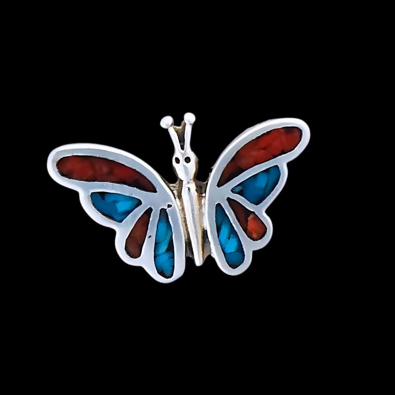 Butterfly Pendant, 925 Sterling Silver, Turquoise and Coral Jewelry, Monarch, Silver Butterflies, Blue Butterfly