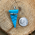 Native American Pendant, Hand Carved Turquoise Arrowhead, 925 Silver