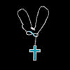 Cross Necklace, 925 Sterling Silver, Infinity, 18", Religion, Christianity, Turquoise