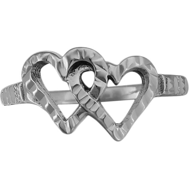 Diamond Cut United Hearts Ring