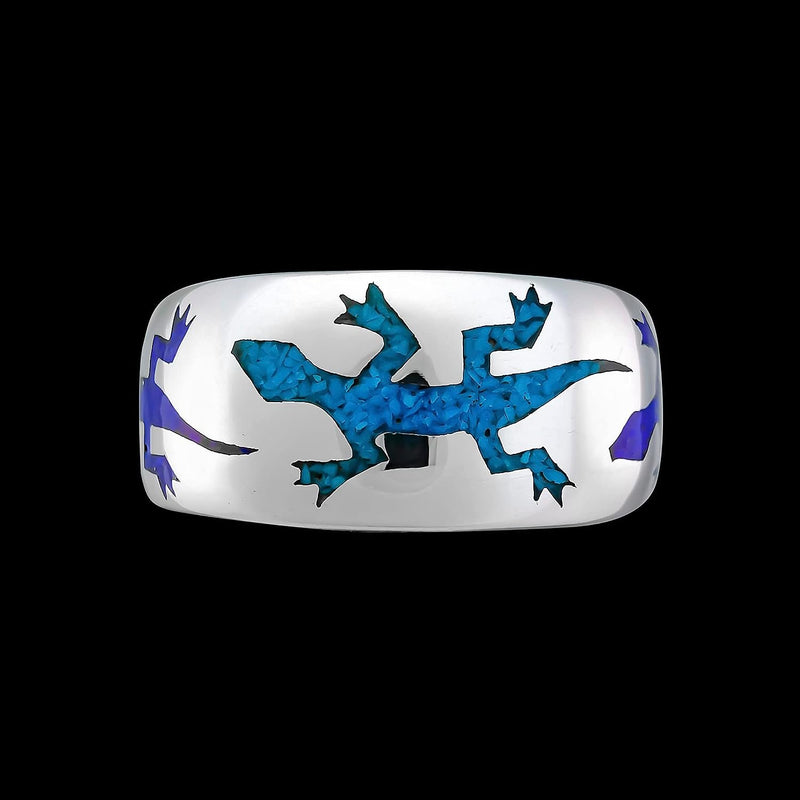 Size 11 - Turquoise and Lapis Lazuli Gecko Band