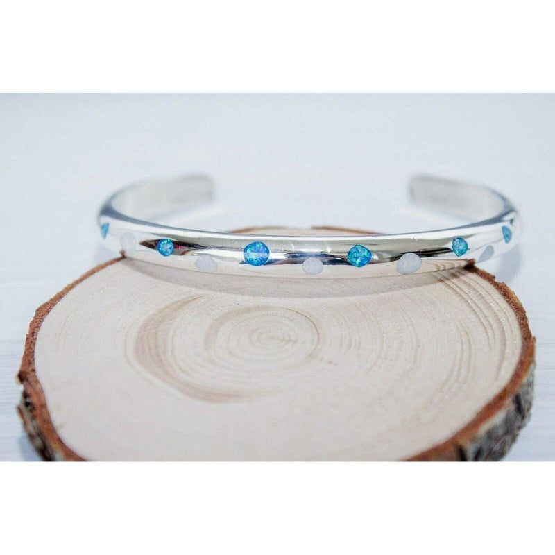 Native American Opal Bracelet • Sterling Silver • Polka Dot Design • Handcrafted