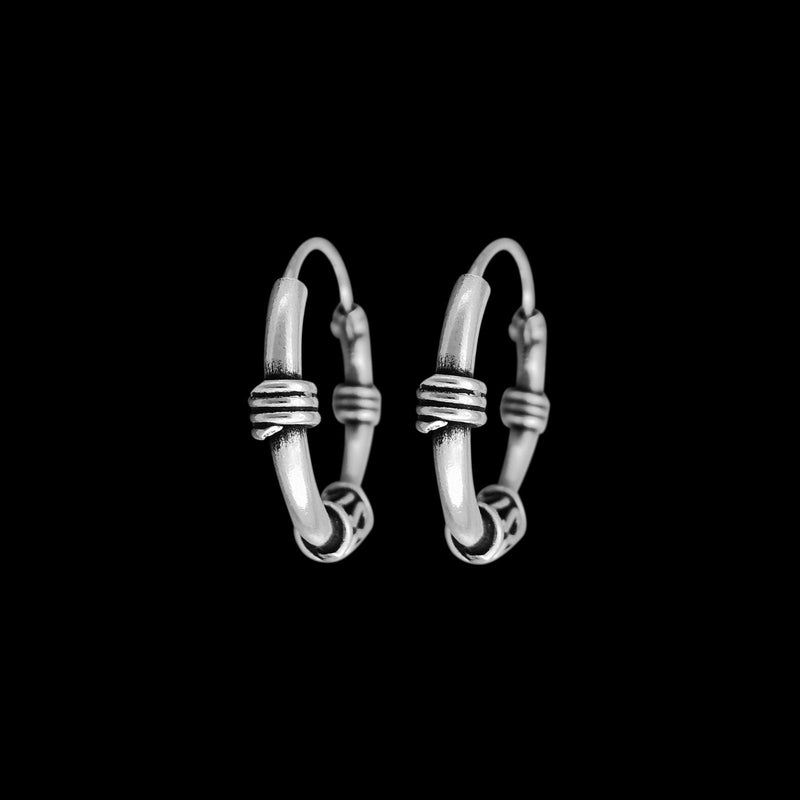 Bali Style 925 Sterling Silver Huggie Earrings - 14mm Full Hoops