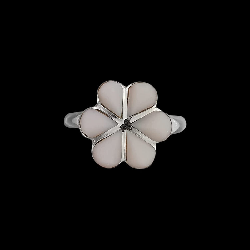 Size 5.5 - Vintage 925 Sterling Silver Rose Quartz Flower Ring, Simple Floral Design, Handmade Gemstone Jewelry, Statement Birthstone Band