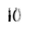 925 Sterling Silver Single Band Hoop Earrings inlaid with black resin