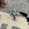 Sterling Silver Cross Pendant with Purple and White Opal Inlay