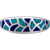 Size 11-925 Sterling Silver, Turquoise, & Lapis Lazuli Mosaic Band, Abstract Gemstone Band, Handcrafted Birthstone Jewelry