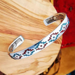 Sterling Silver Turquoise and Coral Cuff Bracelet with Everlasting Life Symbols