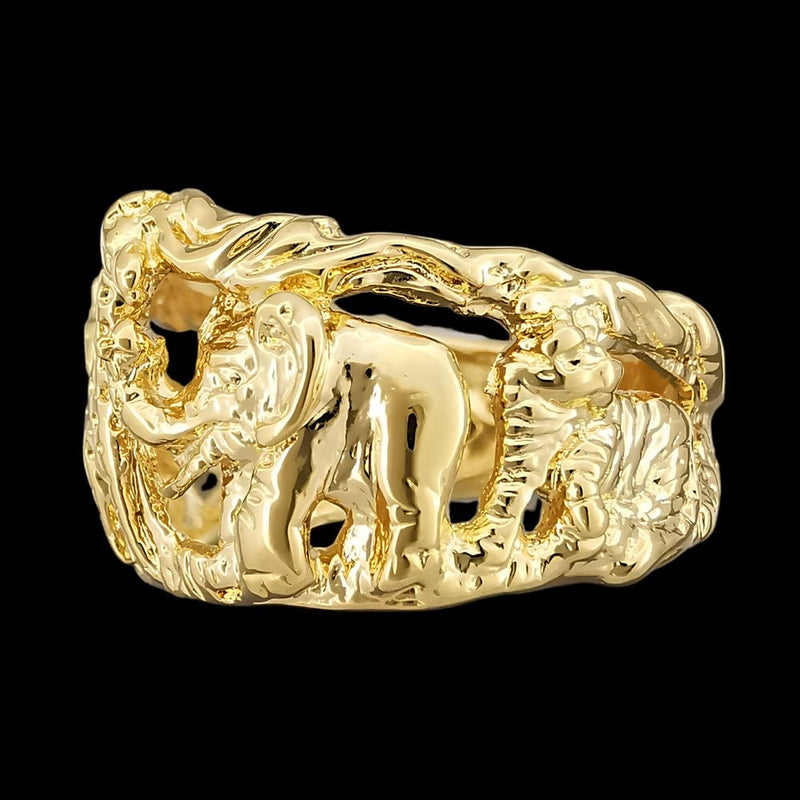 Size 6-925 Sterling Silver Gold Plated Safari Band Ring