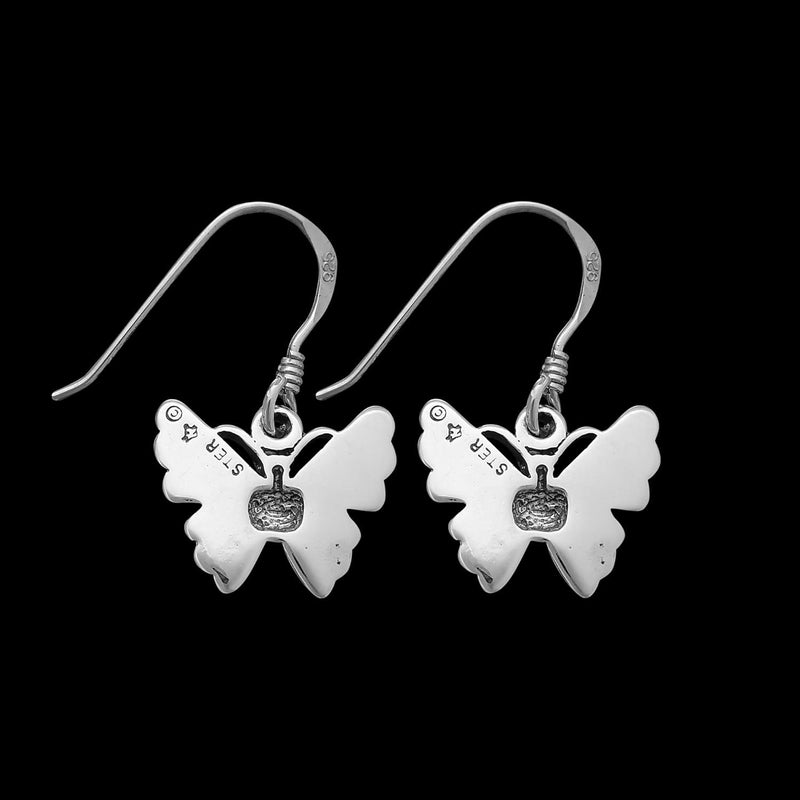 Turquoise and Sterling Silver Defined Wing Butterfly Earrings