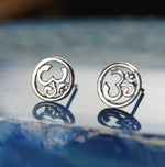 Sterling Silver OM ohm stud post earrings