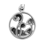 Sterling Silver Woodland Elegance: Enchanting Fiddlehead Fern Circle Pendant for Cottage Core Charm