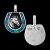 925 Sterling Silver Blue Opal Lucky Horseshoe Pendant