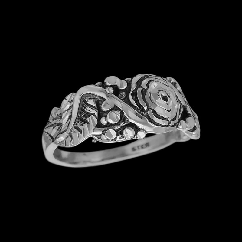 Sterling Silver Rose on Display Ring