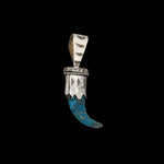 Sterling Silver & Blue Turquoise Carved Claw Pendant – Navajo Handmade
