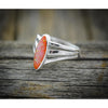 Size 7 - Sterling Silver and Orange Opal Three Prong Oval Ring