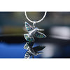 925 Sterling Silver Hummingbird Pendant with galaxy opal