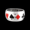 Size 10-925 Sterling Silver Card Shark Ring, Black & Red Resin, Playing Card Design, Handcrafted Symbol Jewelry