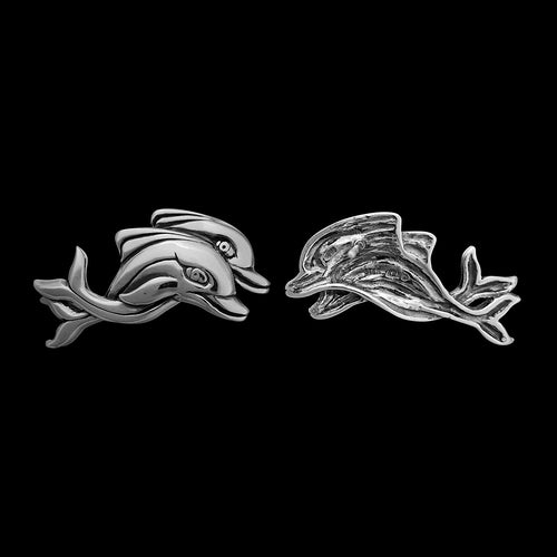 925 Sterling Silver Dolphin Earrings, Mammal Earrings, Mate Earrings, Swimming Dolphin Earrings