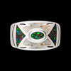 Southwest Sterling Silver Ring - White Opal - Galaxy Opal - Navajo Handcrafted - Size 8