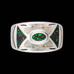 Southwest Sterling Silver Ring - White Opal - Galaxy Opal - Navajo Handcrafted - Size 8