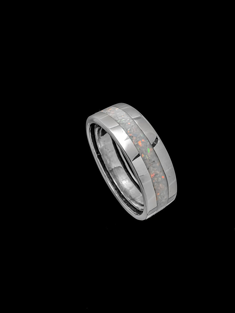 Size 11 - White Opal Wide Infinity Band