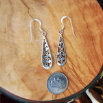 Diamond Cut Sterling Silver Grapevine Teardrop Dangle Earrings