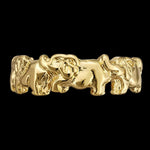 Size 8.5-925 Sterling Silver Gold Plated Elephants in a Row Band Ring
