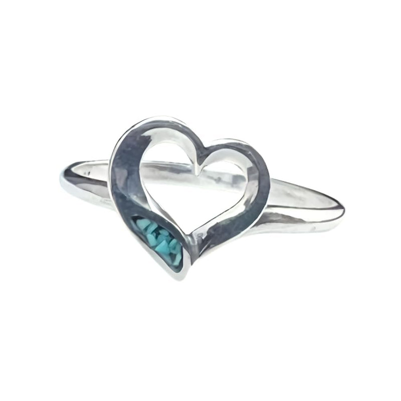 Sterling Silver Open Heart Turquoise Ring
