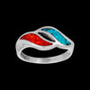 Handmade Navajo Ring with Turquoise and Coral • 925 Sterling Silver • Tribal Design