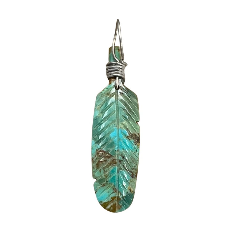 Native American Pendant • Hand Carved Turquoise Arrowhead • 925 Silver Craftsmanship