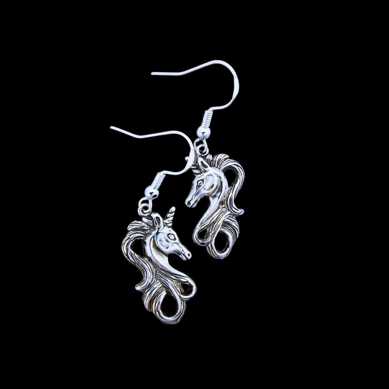 Sterling Silver Unicorn Dangle Earrings – Vintage, 90s Fairycore Style