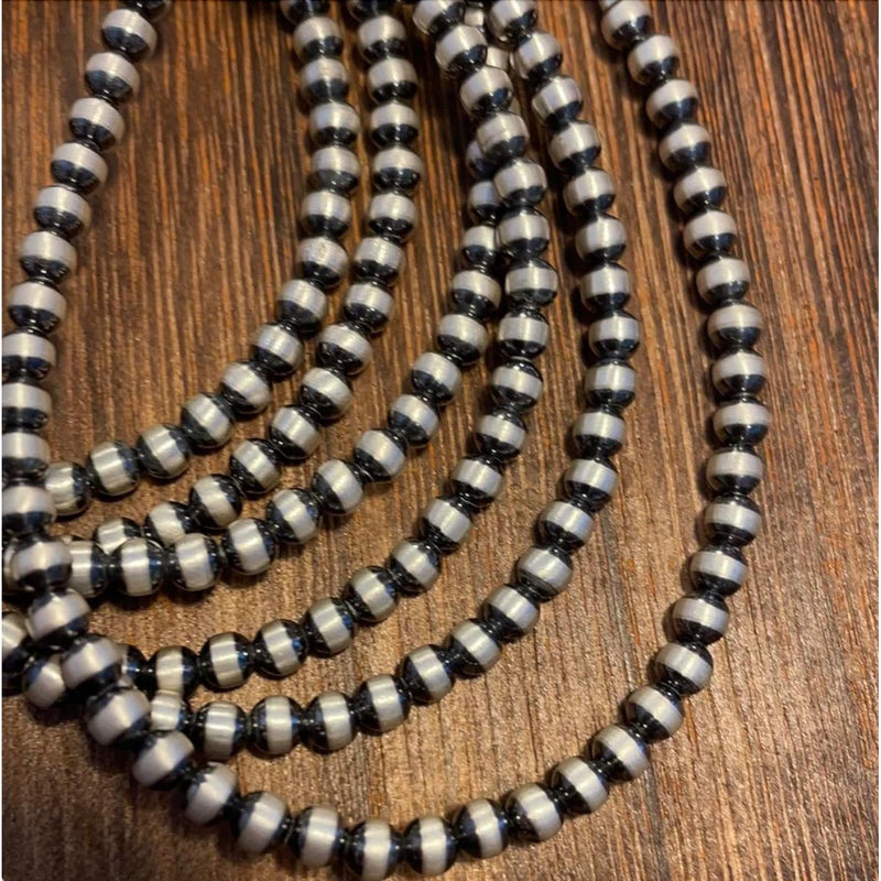 Navajo Pearls Necklace • 3mm Beaded Necklace • 925 Sterling Silver • Sterling Silver Beads Necklace
