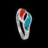 Handmade Navajo Ring with Turquoise and Coral • 925 Sterling Silver • Tribal Design