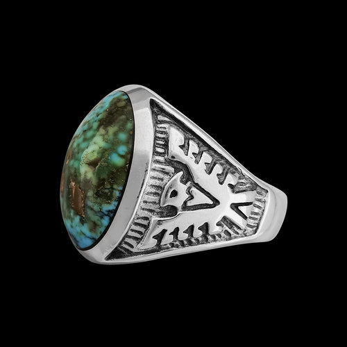 Sierra Nevada Turquoise Ring, Thunderbird Ring, 925 Sterling Silver Ring, Navajo Ring, Native American Handmade Jewelry, Turquoise Ring