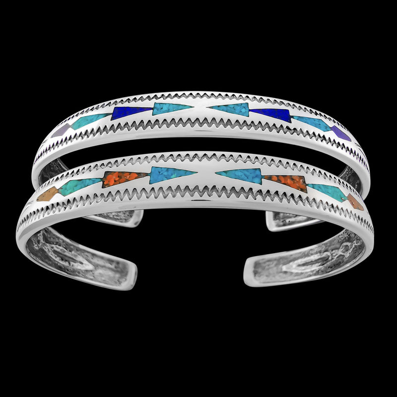 Arrowhead Bracelet • 925 Sterling Silver • Navajo Handmade Jewelry • Turquoise Accent