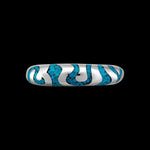 Turquoise Swirling Tribal Sterling Silver Band