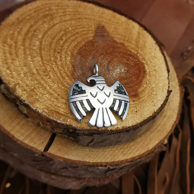 925 Sterling Silver Thunderbird Pendant – "Camo" Inlay